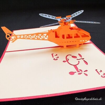 Klappkarte / Glückwunschkarte, 3D-Drehflügler, Helikopter