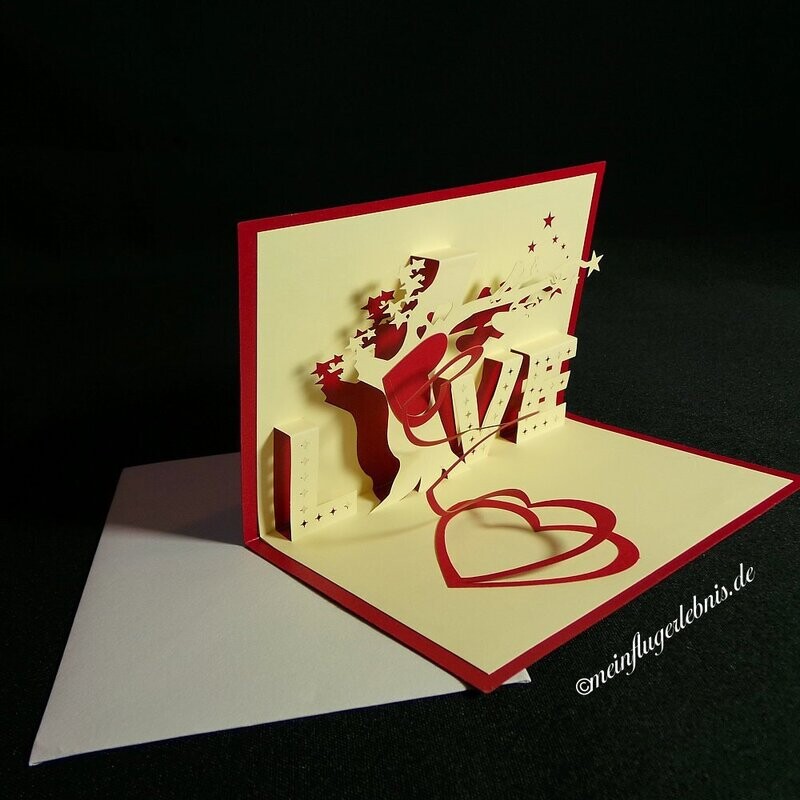 Klappkarte / Glückwunschkarte, 3D-Love/ Liebe Klappkarte / Glückwunschkarte, 3D-Love/ Liebe