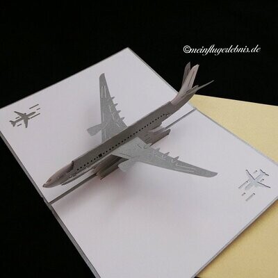 Klappkarte / Glückwunschkarte, 3D-Flugzeug/ Airliner