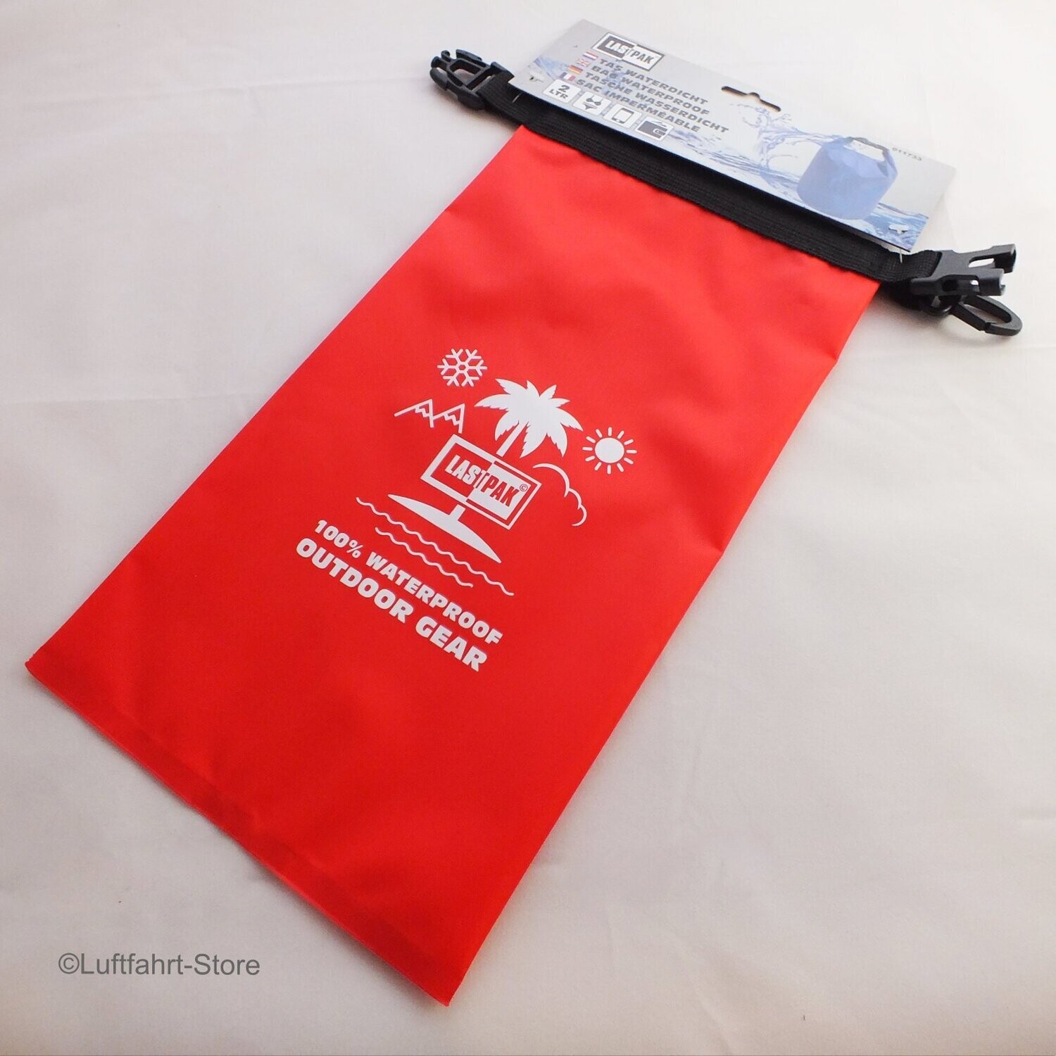 Wasserdichte Tasche 2 Liter, rot, Seesack