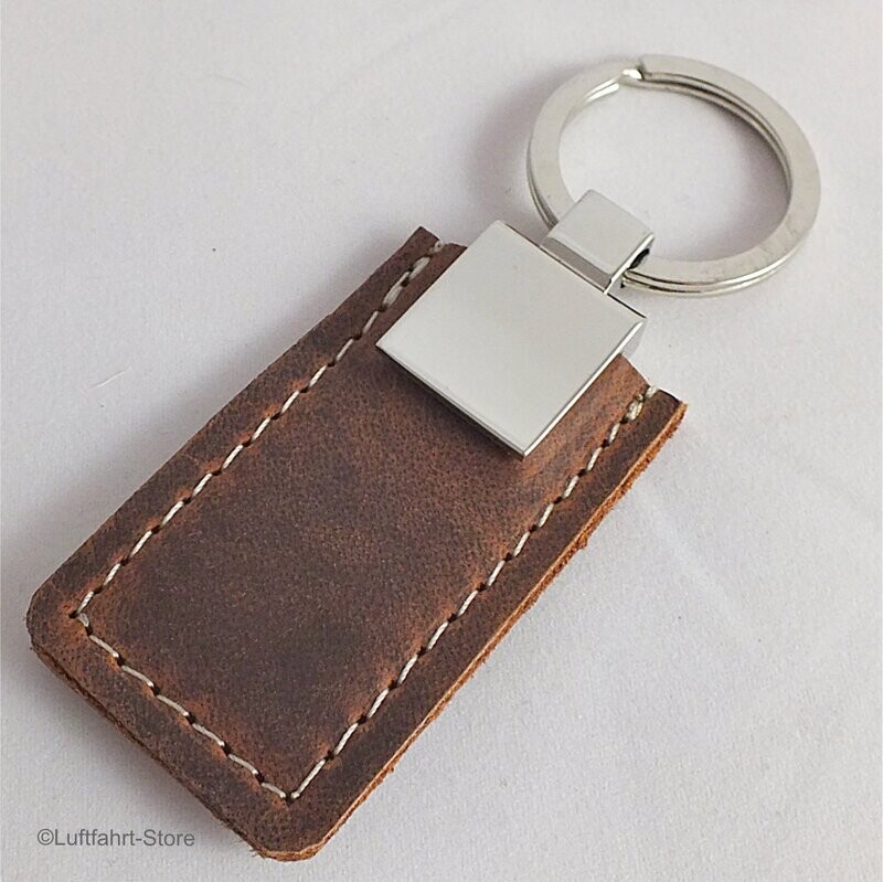 Schlüsselanhänger Hunter Leder Braun mit Metallplatte Schlüsselanhänger Hunter Leder Braun mit Metallplatte