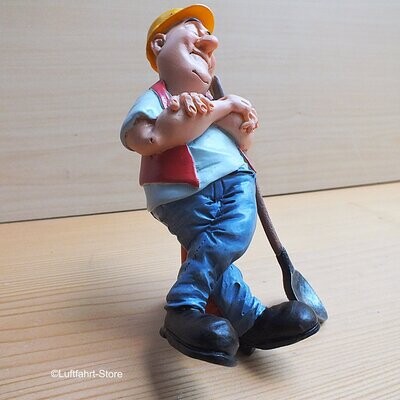Lustige Bauarbeiter-Figur aus Polyresin, Handbemalt