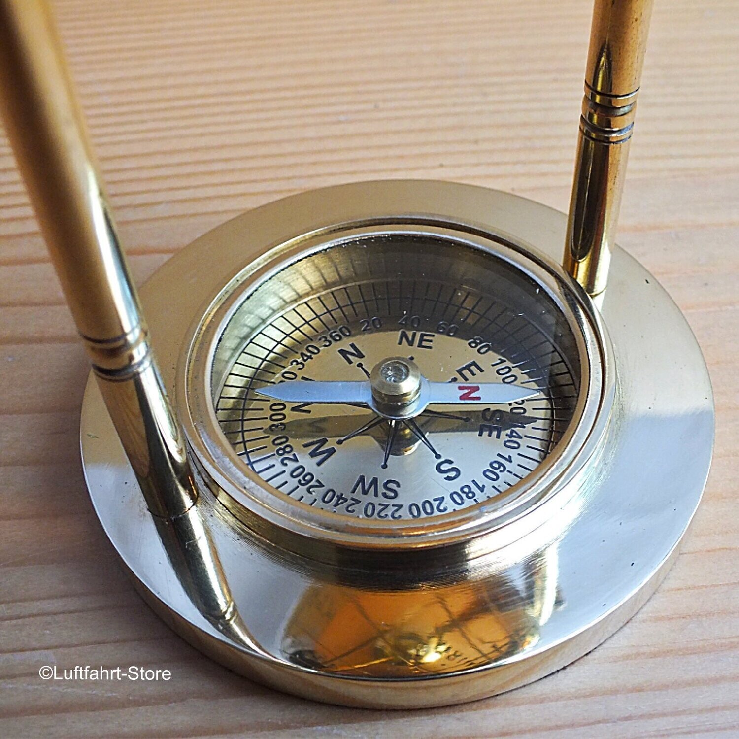 Tischkompass mit Globus, Maritim, Messing