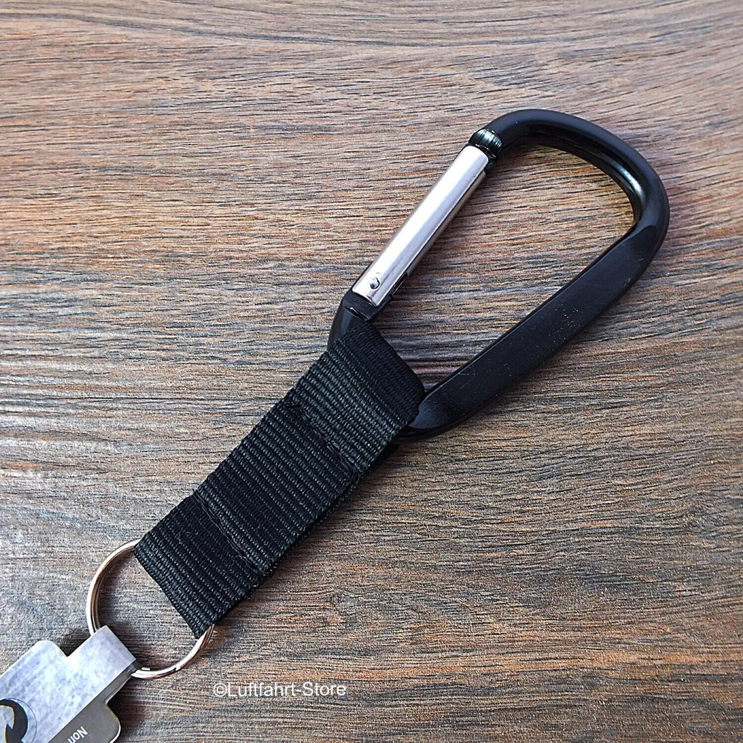Karabinerhaken mit Schlüsselanhänger Alu, 75 mm