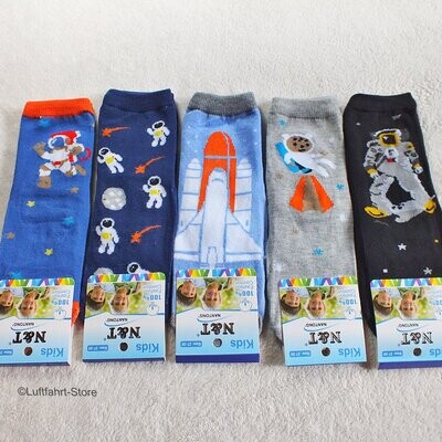 Kinder ABS Socken, Astronaut, Gr. 19-22, 5 Paar Anti-Rutsch-Strümpfe