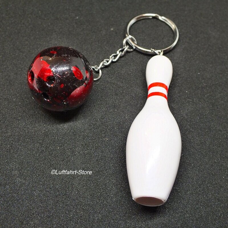 Schlüsselanhänger Bowling, Pin und Kugel Schlüsselanhänger Bowling, Pin und Kugel