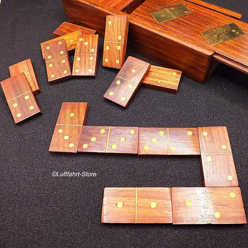 Sehr elegantes Domino-Set aus Rosenholz mit Messing Sehr elegantes Domino-Set aus Rosenholz mit Messing