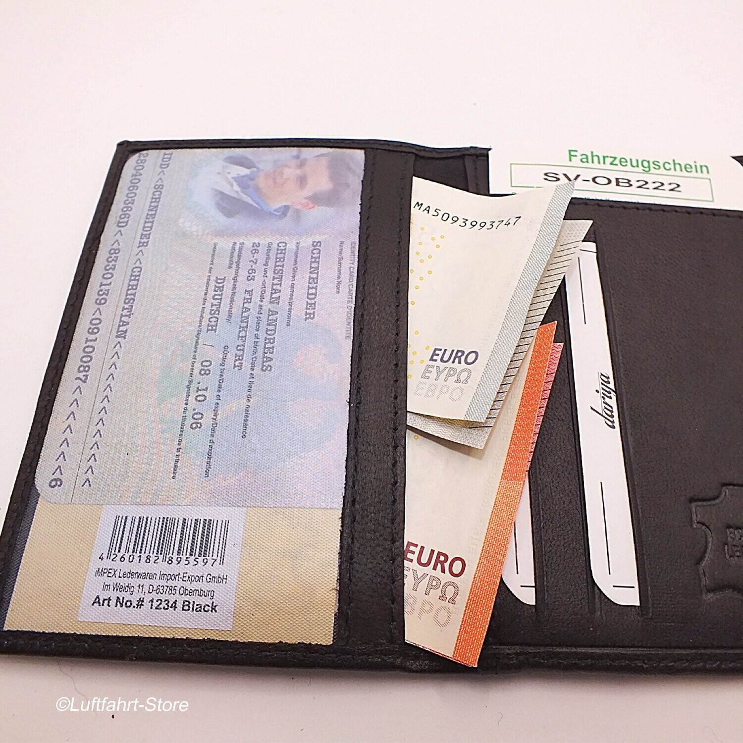 Echtleder-Brieftasche für Karten und Dokumente