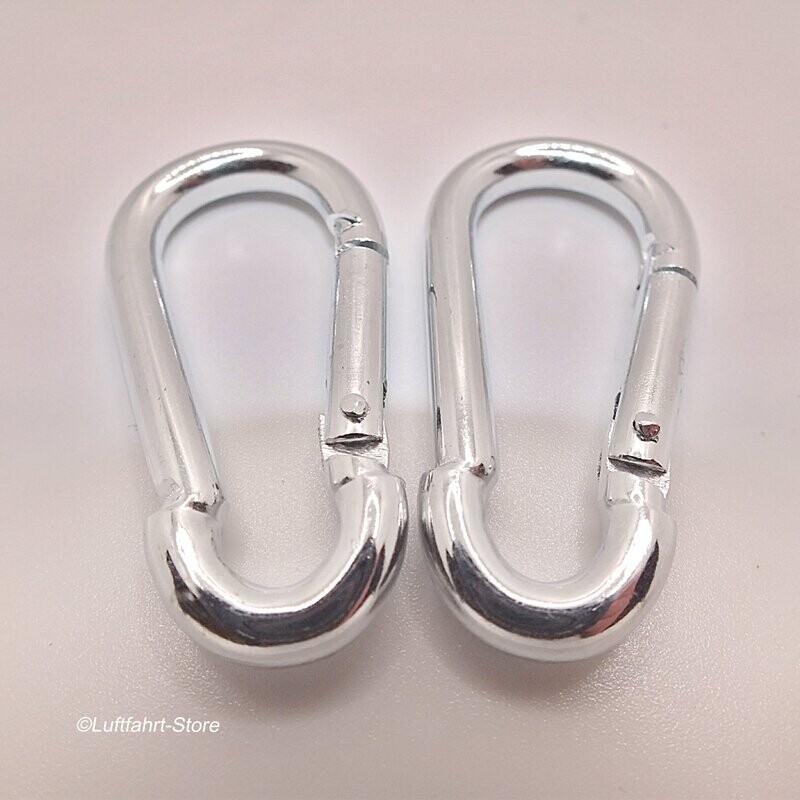 Karabinerhaken 60 x 30 x 6 mm, 2 Stück, Stahl