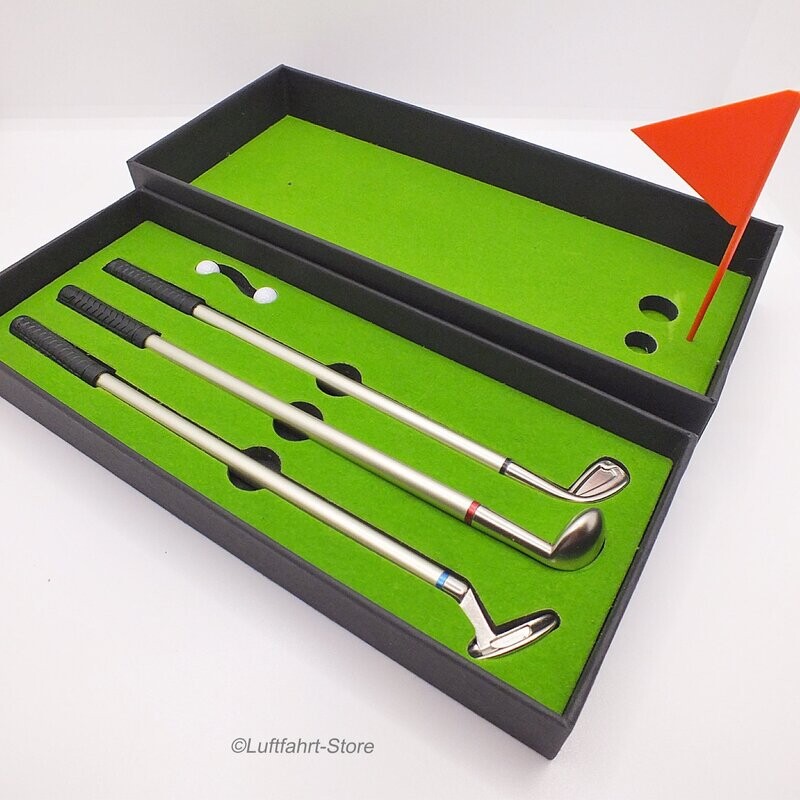 Golf-Spielfeld für den Schreibtisch mit 3 Kugelschreiber Golf-Spielfeld für den Schreibtisch mit 3 Kugelschreiber