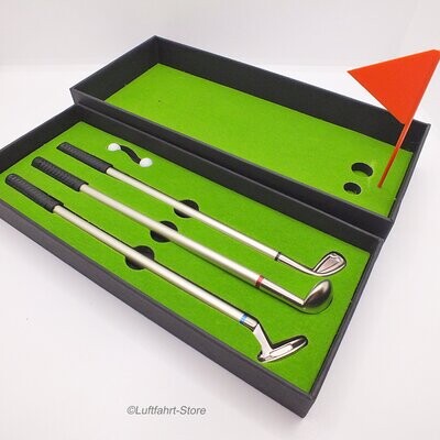 Golf-Spielfeld für den Schreibtisch mit 3 Kugelschreiber