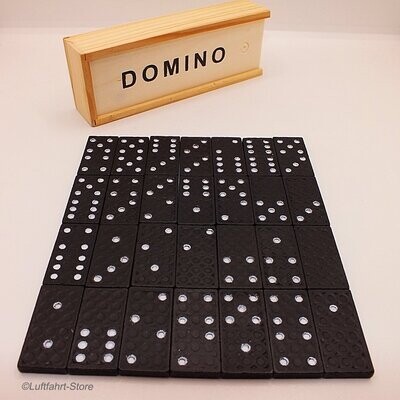 Klassisches Domino-Set mit 28 Spielsteinen in einer Holzbox