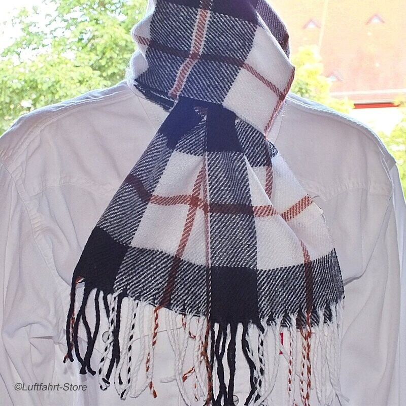 Modischer Schal 165 x 30 cm Schwarz-Weiß-Braun Modischer Schal 165 x 30 cm Schwarz-Weiß-Braun