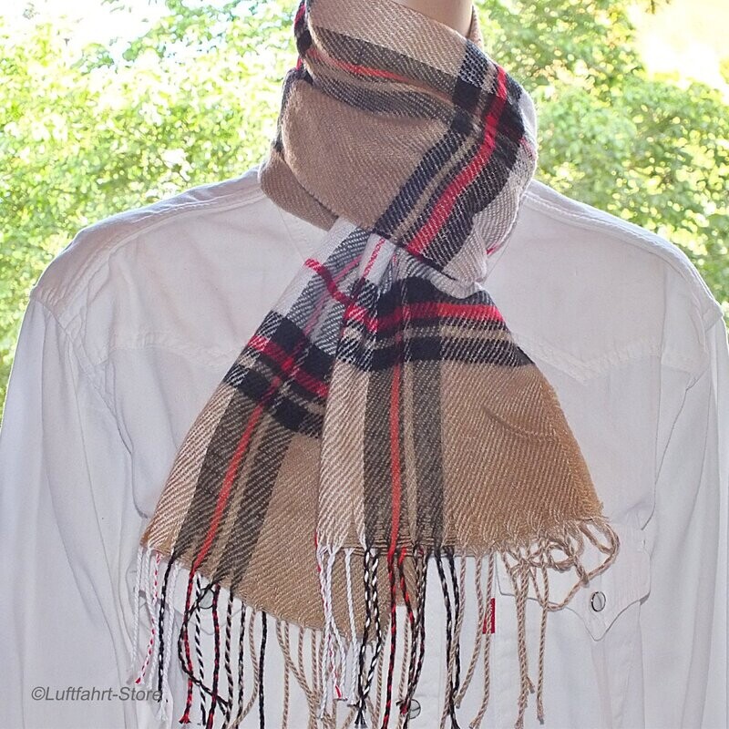 Modischer Schal 165 x 30 cm Beige- Weiß-Schwarz Modischer Schal 165 x 30 cm Beige- Weiß-Schwarz