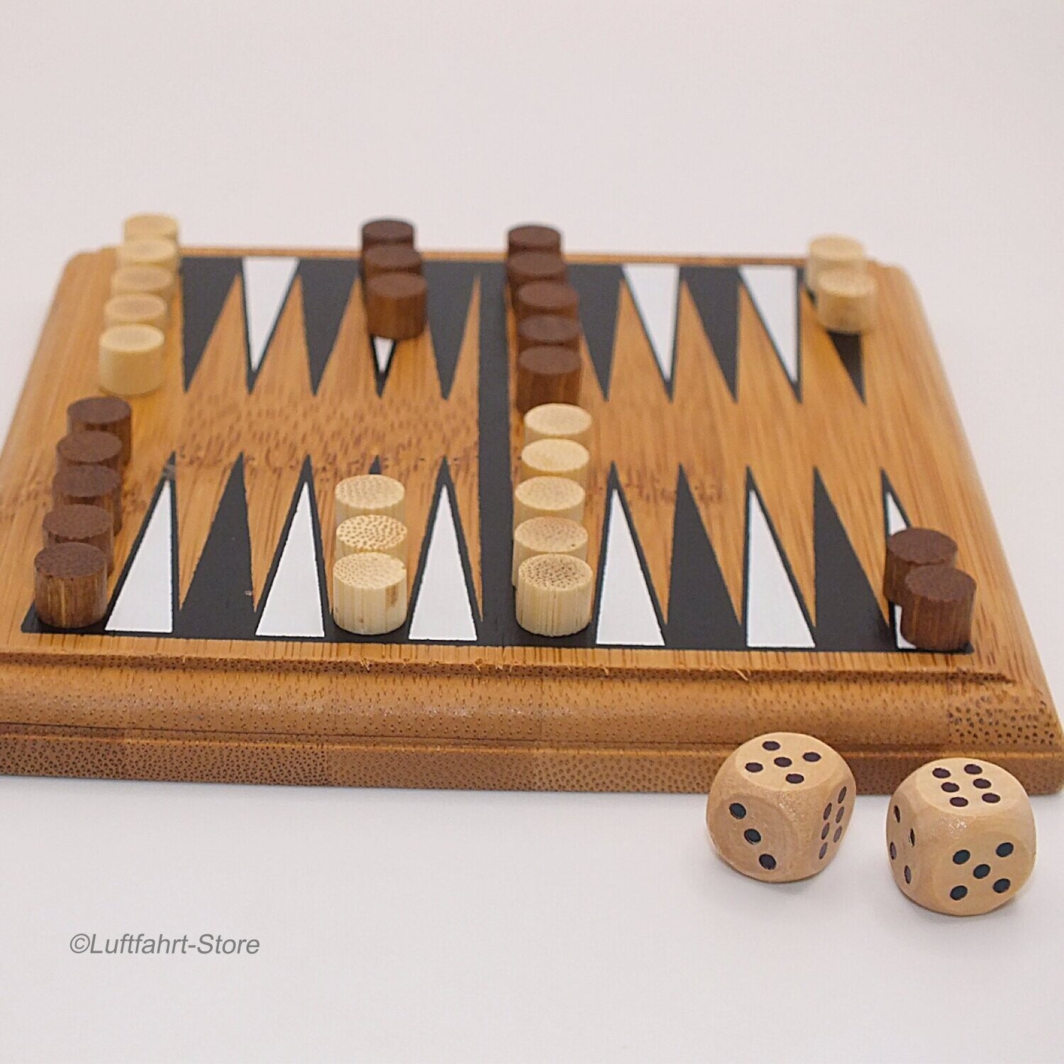 Kompaktes Backgammon Brettspiel aus Holz/ Babmus