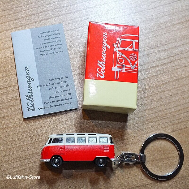 Schlüsselanhänger VW Bus Bully T1, rot mit LED-Lampe Schlüsselanhänger VW Bus Bully T1, rot mit LED-Lampe