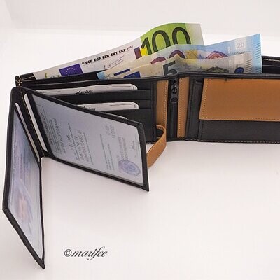 Kombi-Geldbörse Nappa-Leder, Portemonnaie mit Außenriegel
