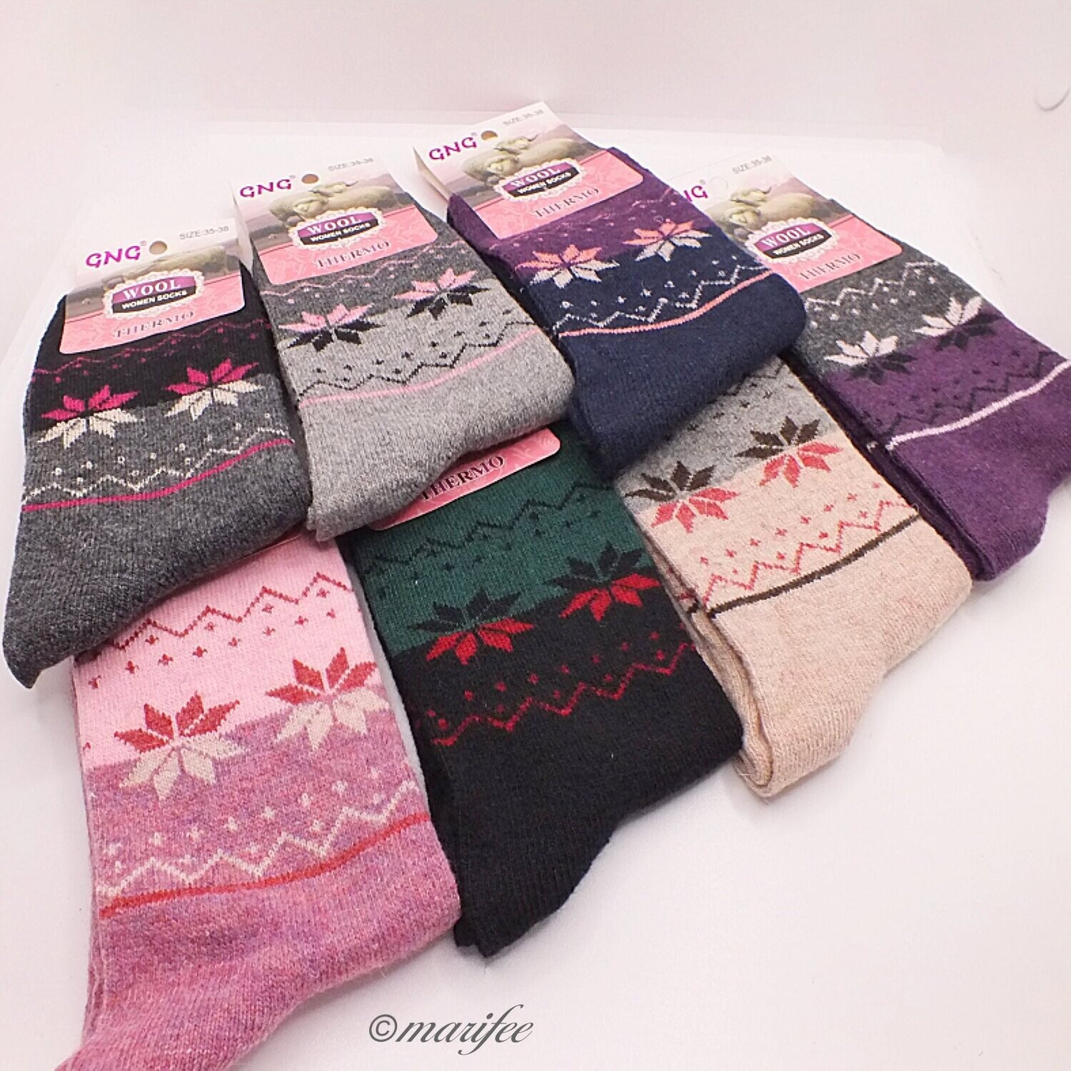 Damen-Angora Wollsocken 2 Paar, Gr. 35-38, Kuschelige Socken für die kalten  Tage
