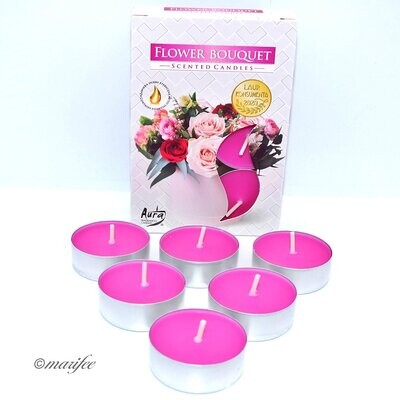 Duft-Teelichter, 6 Stück Blumenstrauß/ Flower Bouquet