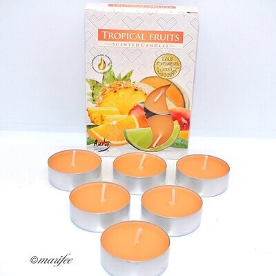 Duft-Teelichter, 6 Stück Tropische Früchte/ Tropical Fruits