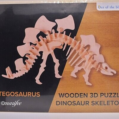 Dinosaurier 3D-Holzpuzzle, Stegosaurus-Skelett, 12 x 30 cm
