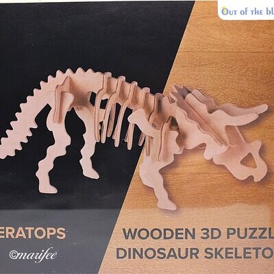 Dinosaurier 3D-Holzpuzzle, Triceratops-Skelett, 12 x 30 cm