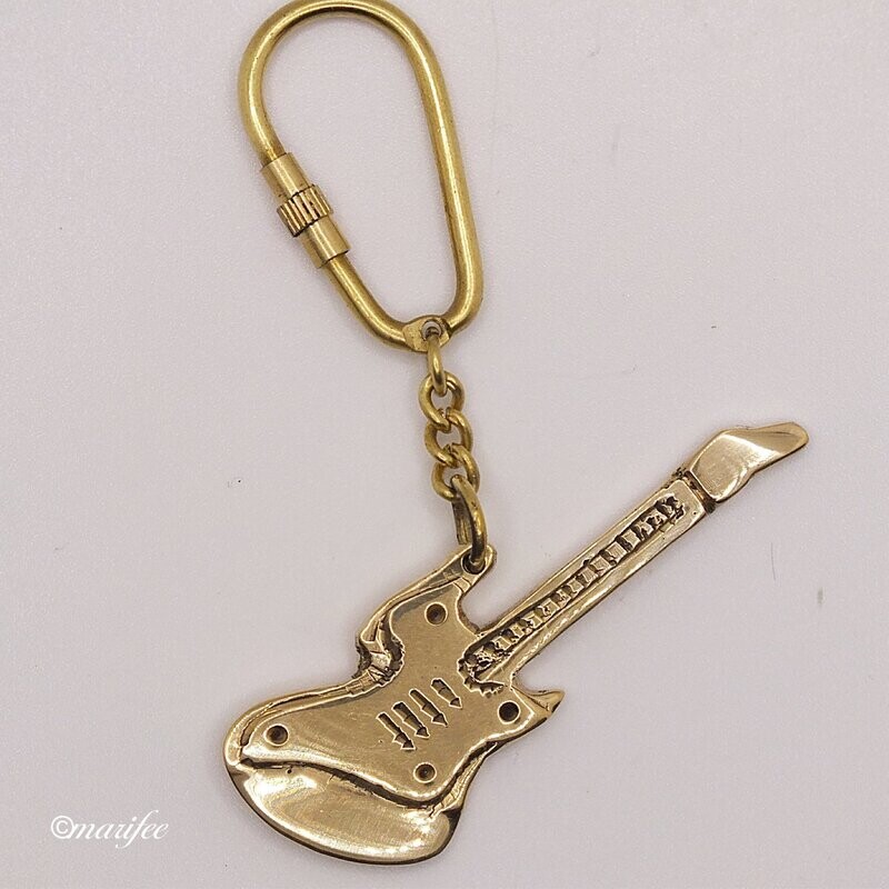 Schlüsselanhänger E-Gitarre,Messing 69 x 24 mm Schlüsselanhänger E-Gitarre,Messing 69 x 24 mm