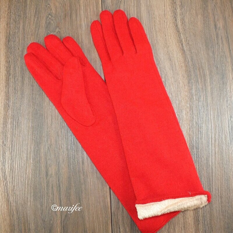 Lange Damen-Winterhandschuhe, Angora, Rot Lange Damen-Winterhandschuhe, Angora, Rot