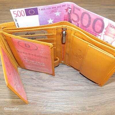 Kombi-Geldbörse Nappa-Leder, orange, Unisex, Portemonnaie
