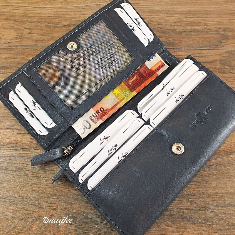 Damen-Leder-Geldbörse Groß, RFID, mit 16 Fächern Damen-Leder-Geldbörse Groß, RFID, mit 16 Fächern