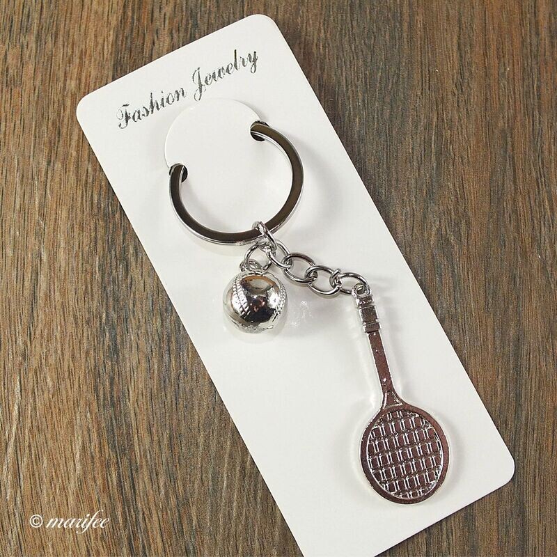 Schlüsselanhänger Tennisschläger mit Tennisball Schlüsselanhänger Tennisschläger mit Tennisball