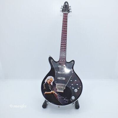Miniatur-E-Gitarre, mit Brian May Abbildung und Gitarrenständer, handarbeit