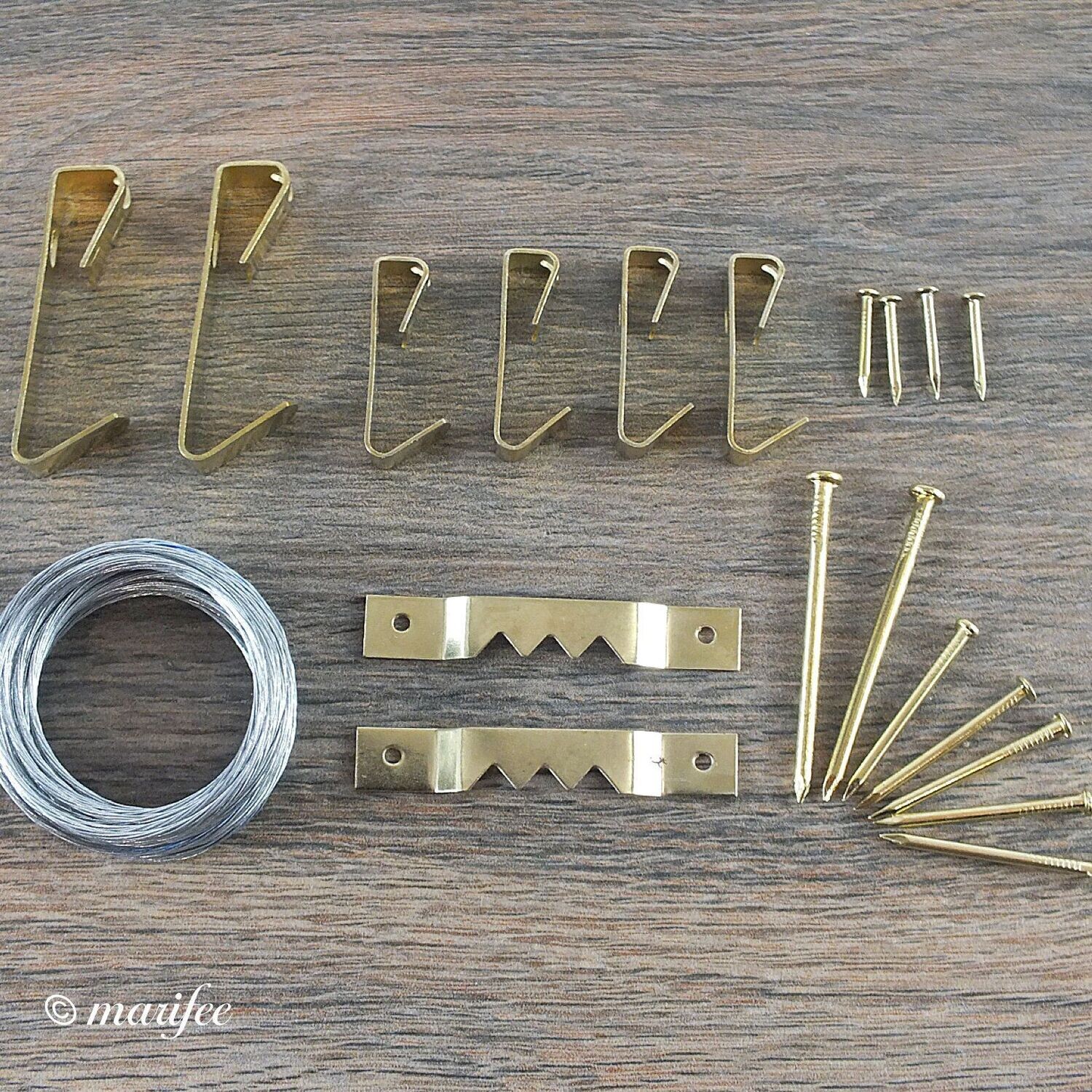 Bilder-Haken-Set, 20-teilig, inkl. 305 cm Stahl-Draht