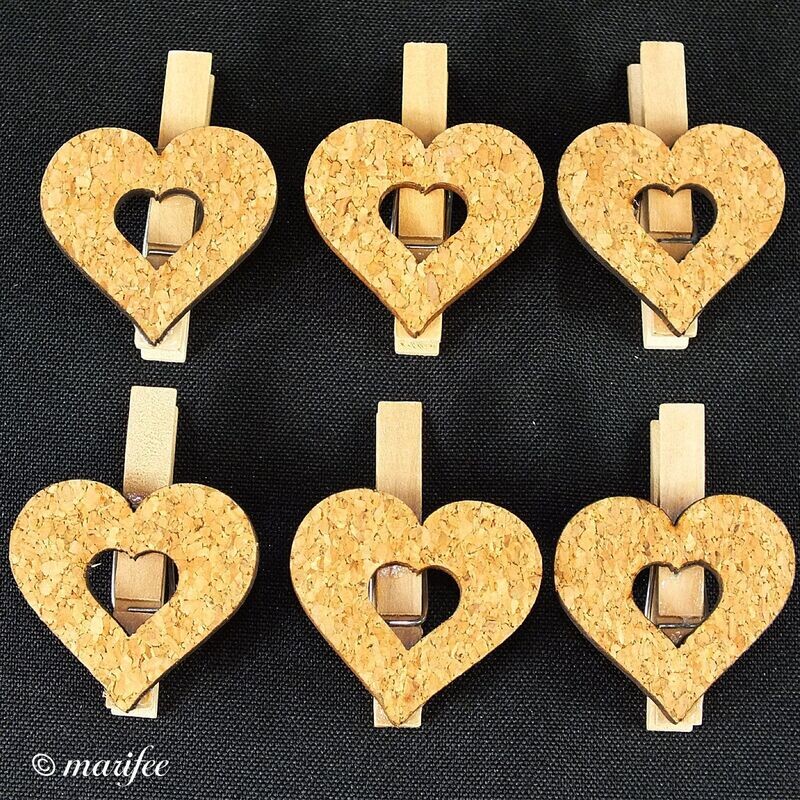 Holz-Wäscheklammern Kork-Herz, 6 Stück, 49 x 36 x 13 mm Holz-Wäscheklammern Kork-Herz, 6 Stück, 49 x 36 x 13 mm