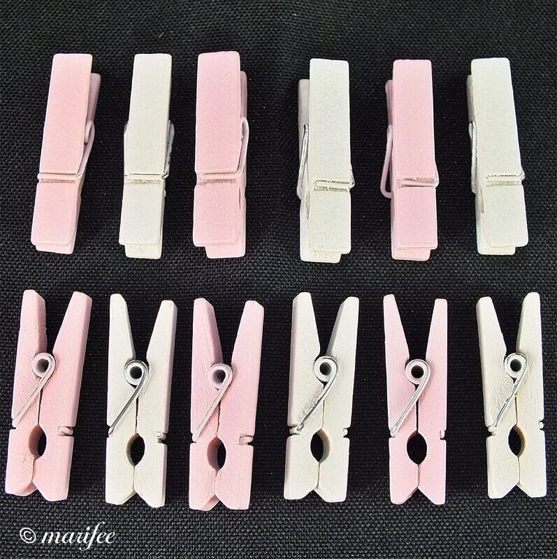 Holz-Wäscheklammern Rosa-Weiß, 26 Stück 35 x 11 x 7 mm Holz-Wäscheklammern Rosa-Weiß, 26 Stück 35 x 11 x 7 mm