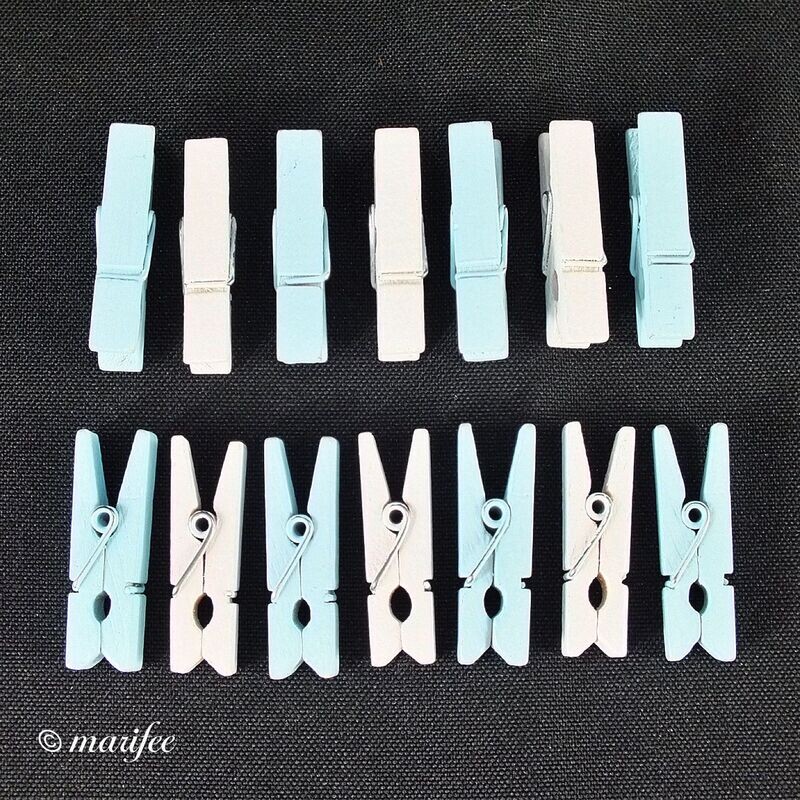Holz-Wäscheklammern Blau-Weiß, 26 Stück 35 x 11 x 7 mm Holz-Wäscheklammern Blau-Weiß, 26 Stück 35 x 11 x 7 mm