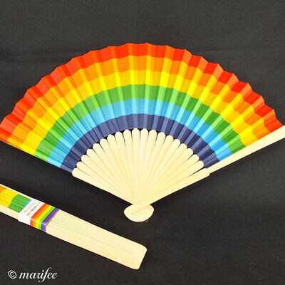 Bambus-Fächer, Regenbogenfarben, 21x37 cm, LGBT