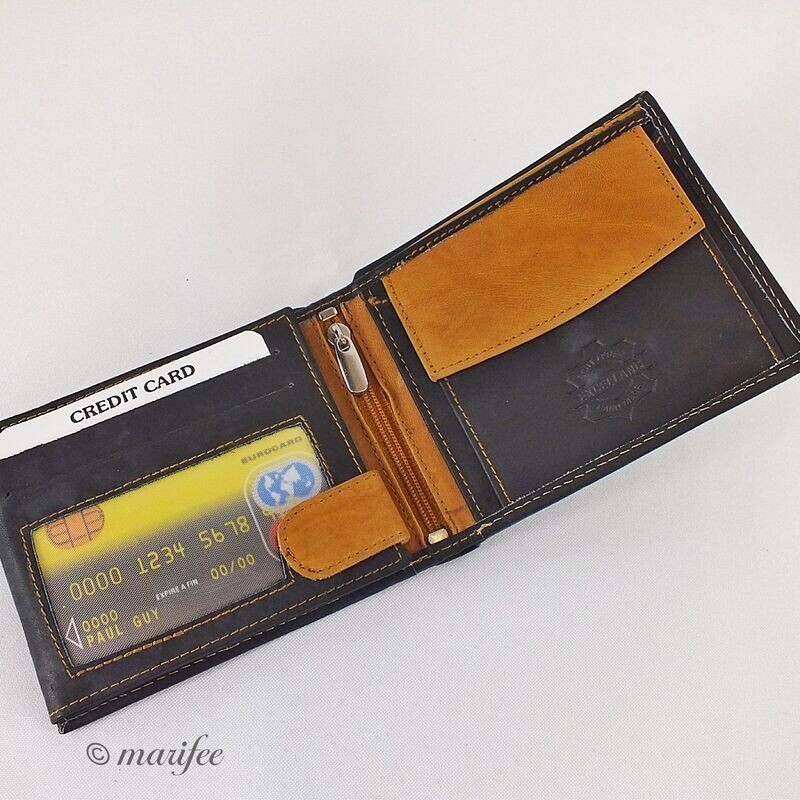 Echtleder-Geldbörse Excellanc, Schwarz-Braun Echtleder-Geldbörse Excellanc, Schwarz-Braun
