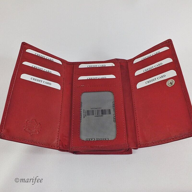 Damen-Echtleder-Geldbörse Excellanc, rot, 19 Fächer Damen-Echtleder-Geldbörse Excellanc, rot, 19 Fächer