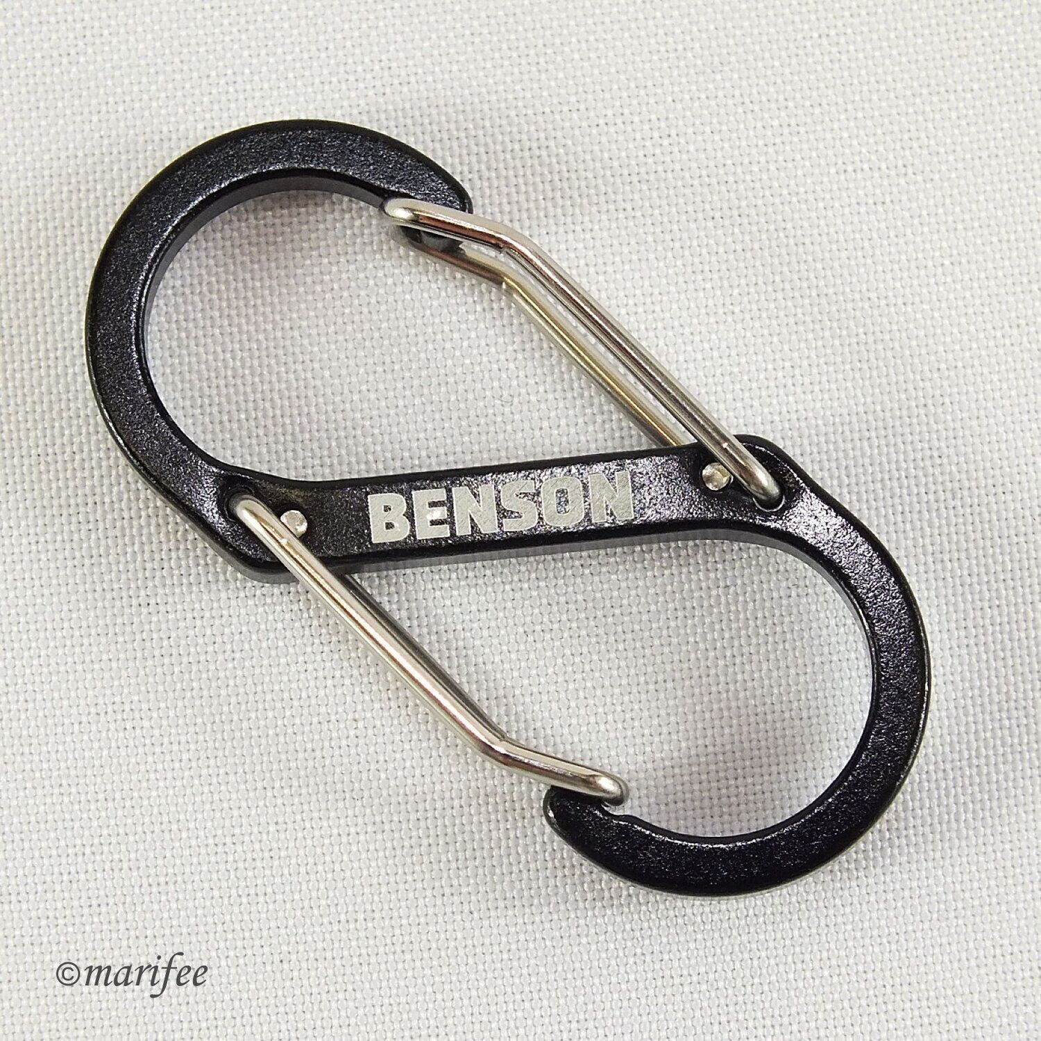 Doppelkarabiner Aluminium, Schwarz, 51 × 22,5 mm