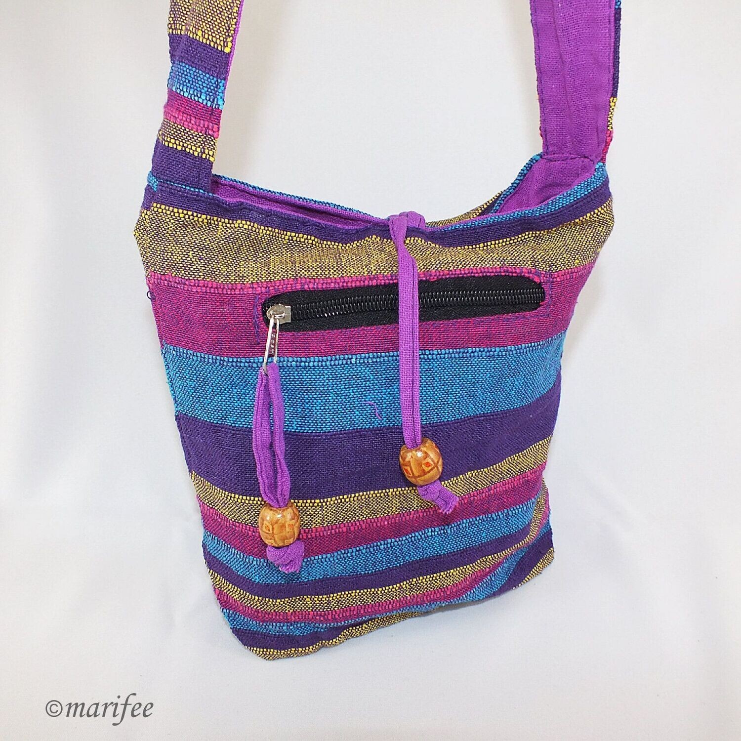 Nepal Umhängetasche Purple Stripes, Baumwolle Nepal Umhängetasche Purple Stripes, Baumwolle