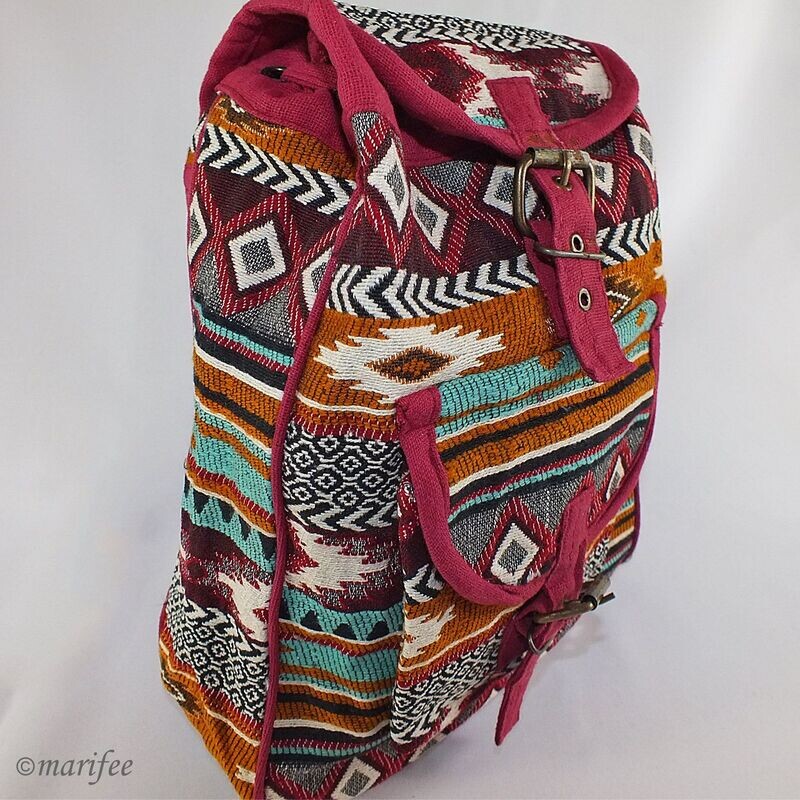 Jacquard-Rucksack Schoko, Vintage-Look, Baumwolle Jacquard-Rucksack Schoko, Vintage-Look, Baumwolle