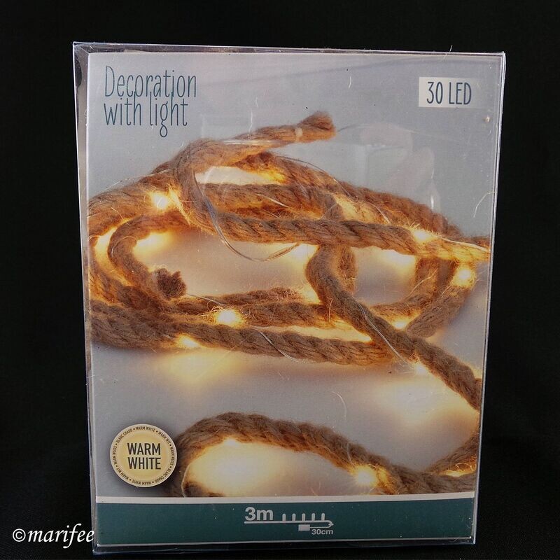 Juteseil mit LED-Beleuchtung warm Weiss, 30 LED, 300 cm Juteseil mit LED-Beleuchtung warm Weiss, 30 LED, 300 cm