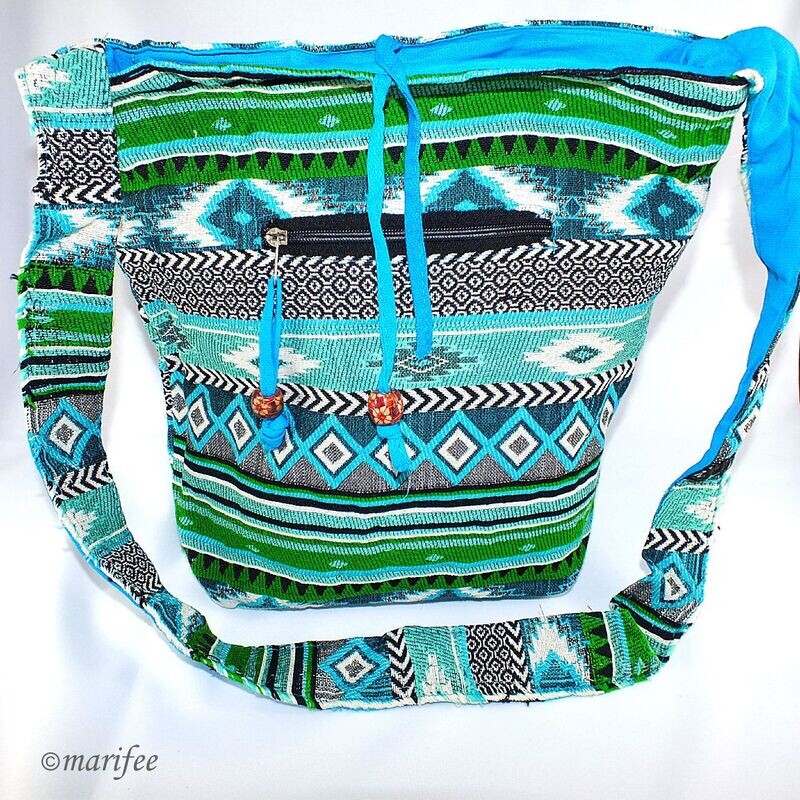 Jacquard-Umhängetasche Petrol, 35 × 34 × 13 cm Jacquard-Umhängetasche Petrol, 35 × 34 × 13 cm