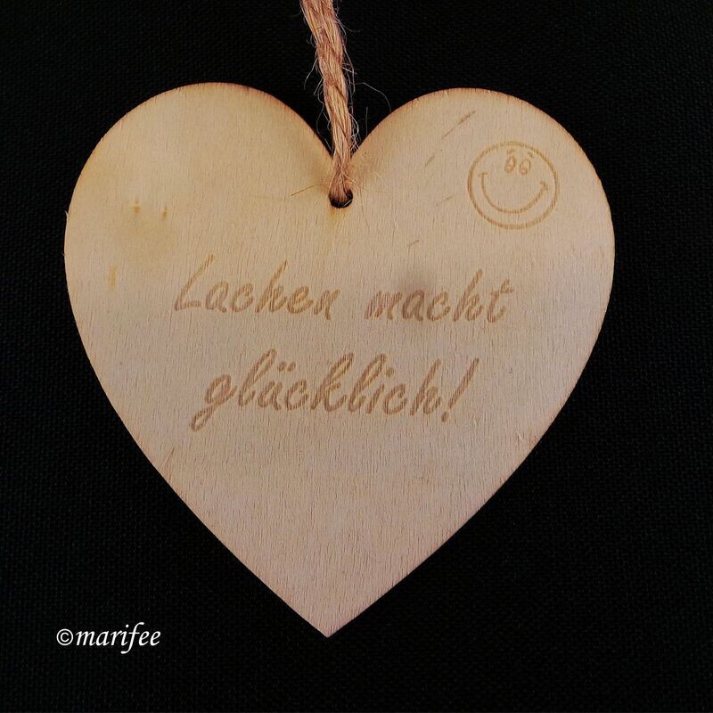 Holzdeko-Anhänger-Herz, „Lachen macht glücklich“ Holzdeko-Anhänger-Herz, „Lachen macht glücklich“