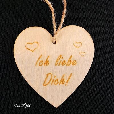 Holzdeko-Anhänger-Herz, „Ich liebe Dich“