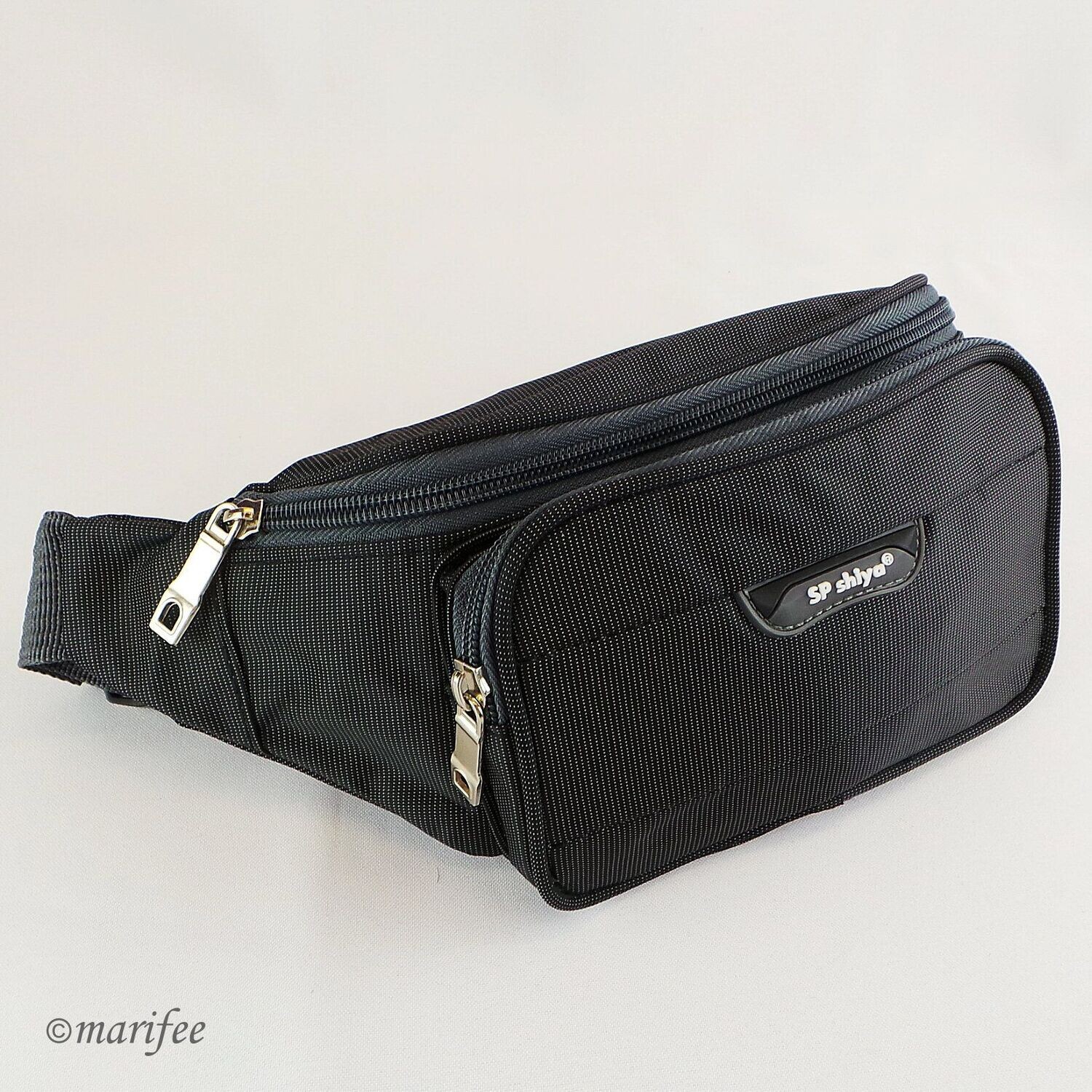 Bauchtasche Canvas, Unisex, 3 Fächer, Schwarz