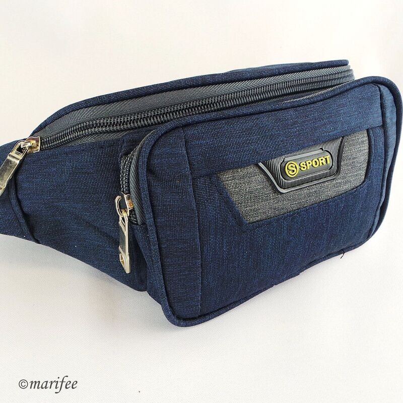 Bauchtasche Canvas, Unisex, 3 Fächer, Blau Bauchtasche Canvas, Unisex, 3 Fächer, Blau