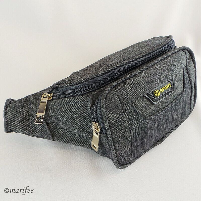 Bauchtasche Canvas, Unisex, 3 Fächer, Grau Bauchtasche Canvas, Unisex, 3 Fächer, Grau
