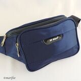 Bauchtasche Canvas, Unisex, 3 Fächer, Blau